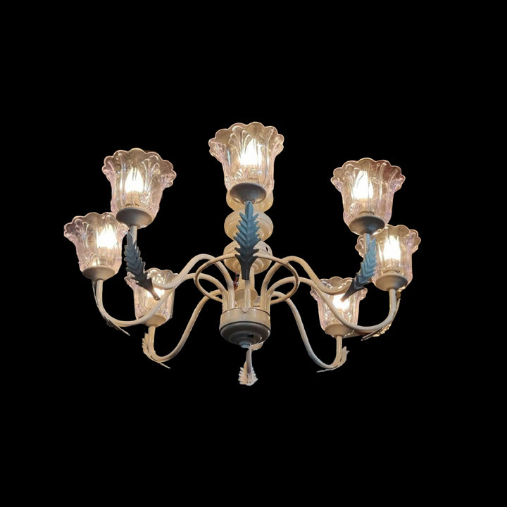 METAL 8 LIGHT S SHEPE ROD CHANDELIER