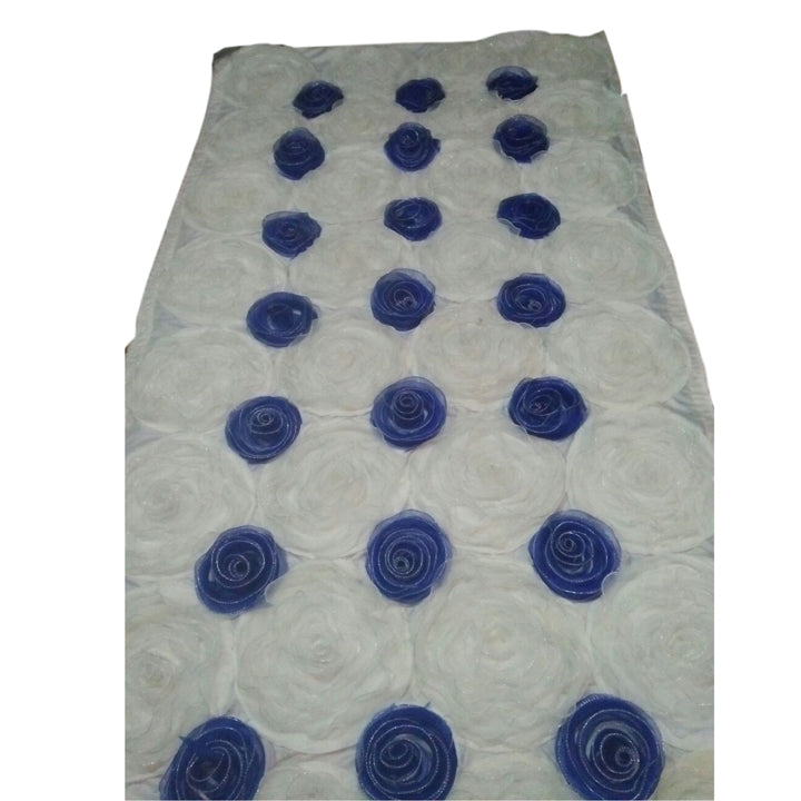 NET CLOTH ROSE FLOWERS PANEL BLUE AND WHITE