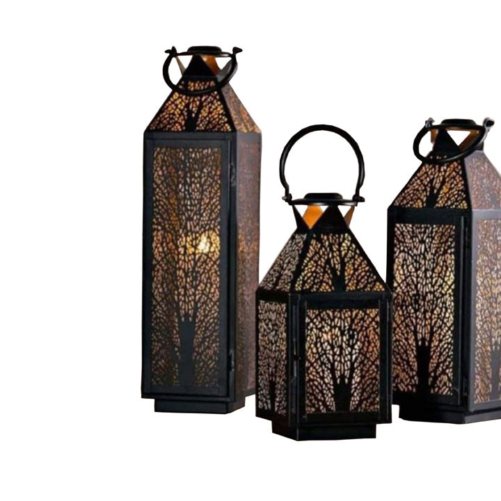 Metal Lantern with Tree Design SET OF THREE PICE