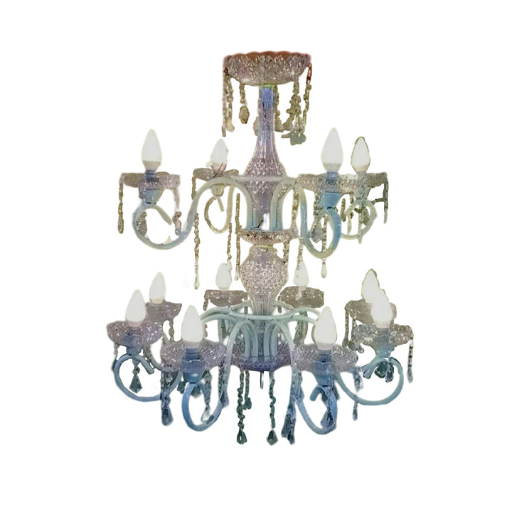 METAL AND ACRYLIC TOW STAPE  14 LIGHT CHANDELIER