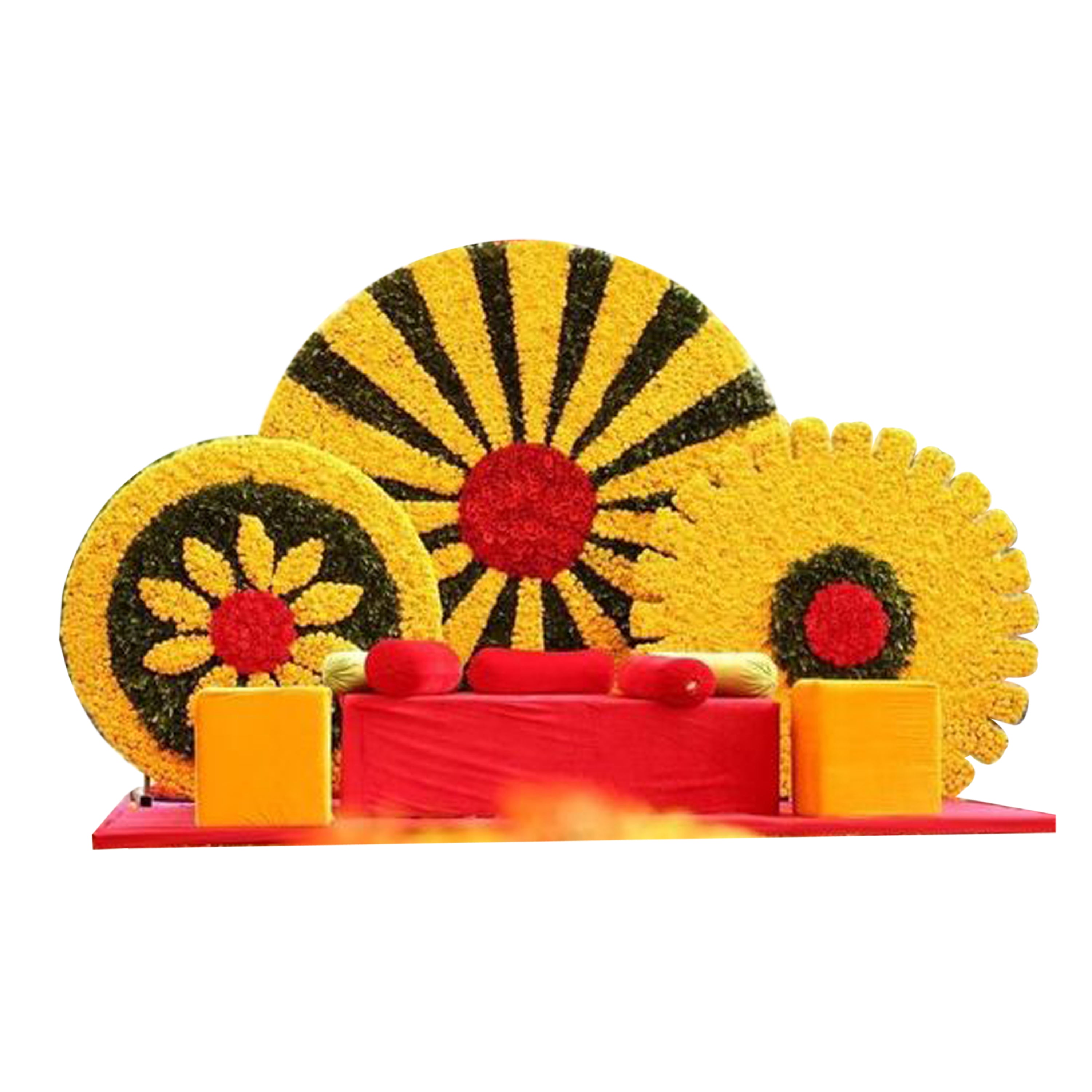 Artificial Flower Rangoli  Centerpiece Set of 3