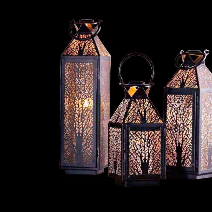 Metal Lantern with Tree Design SET OF THREE PICE