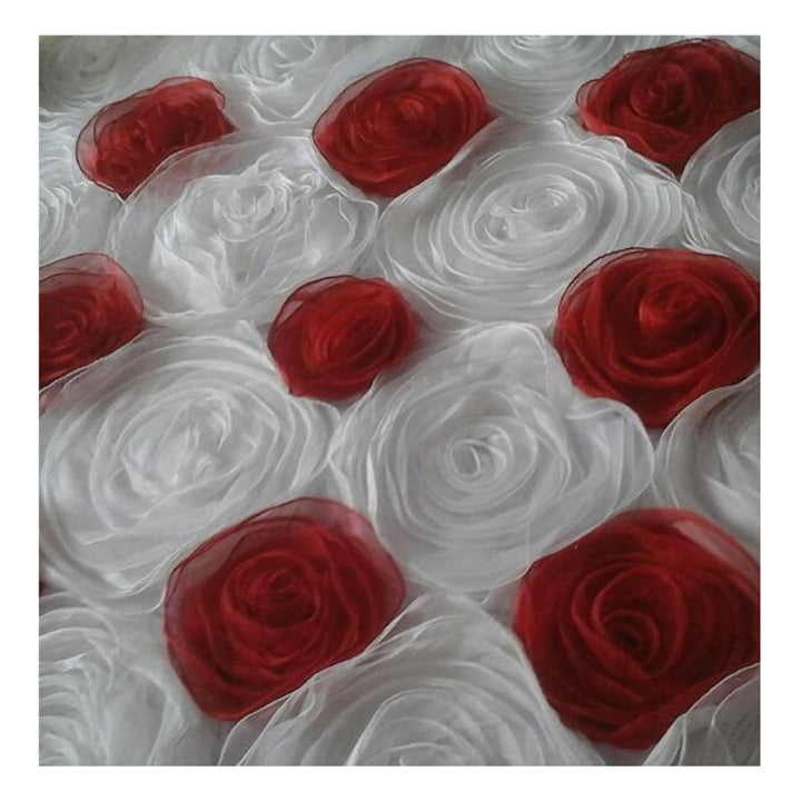 NET CLOTH ROSE FLOWERS PANEL RED AND WHITE