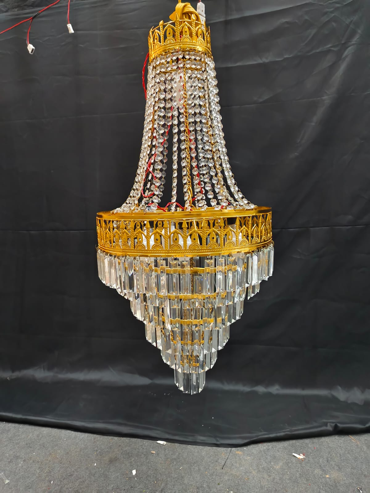 PATRI AND CRYSTAL WITH VEL CHANDELIER