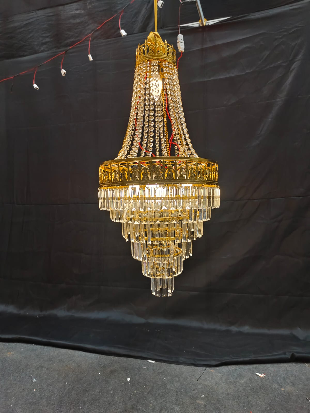 PATRI AND CRYSTAL WITH VEL CHANDELIER